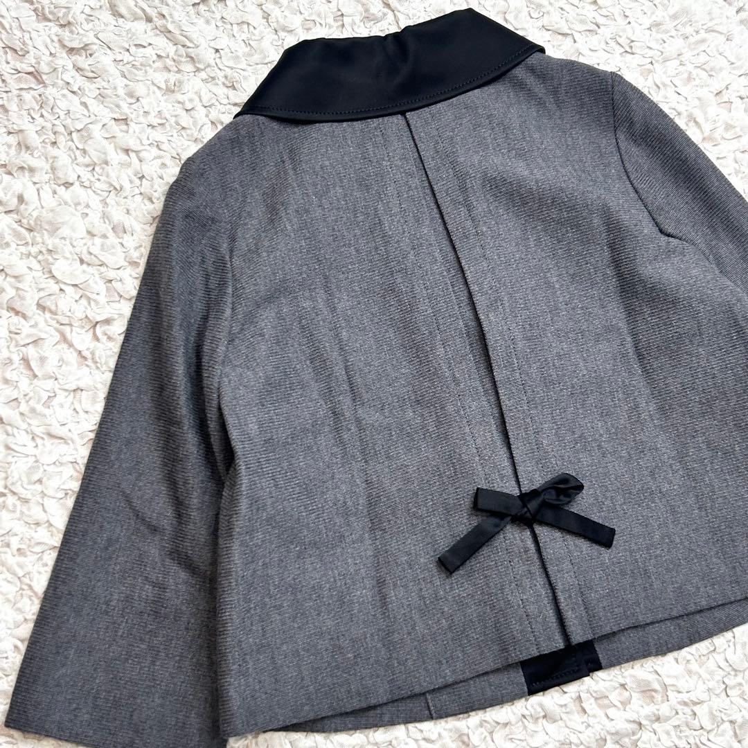 美品 SHIPS バイカラー サテン 襟 Aライン ジャケット ステンカラー