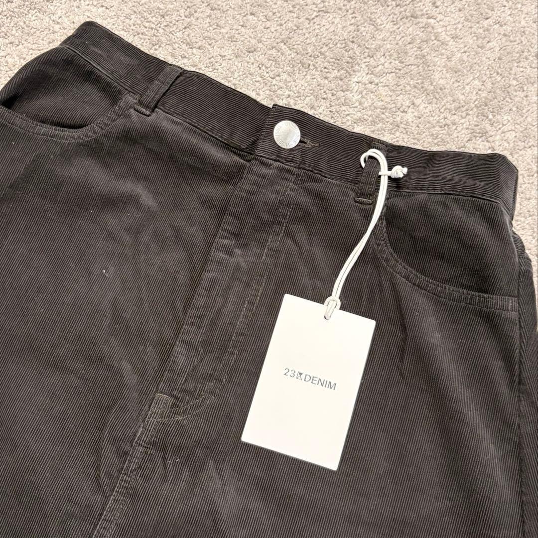 【新品】定価21,890円 ２３区 コットン コーデュロイ スカート ブラック