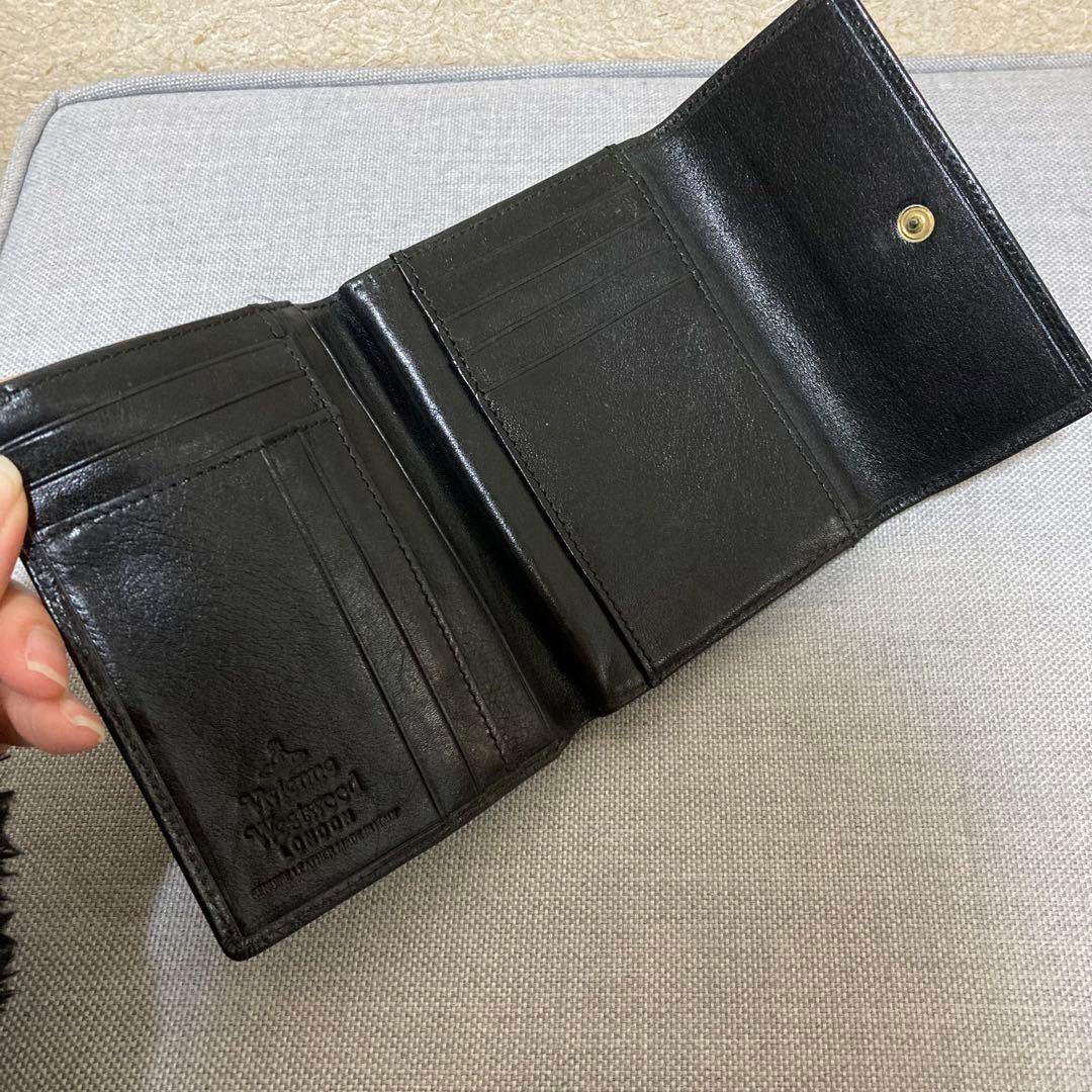 ヴィヴィアンウエストウッド 二つ折り財布 レザー ブラック がま口