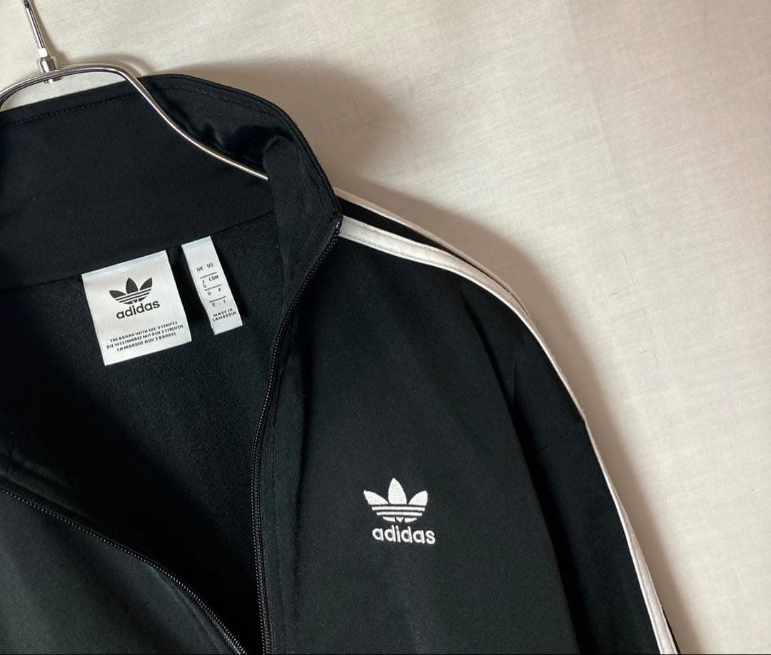 (専用)adidas刺繍トレフォイルロゴ×三本線ブラックジャージトラックJKT