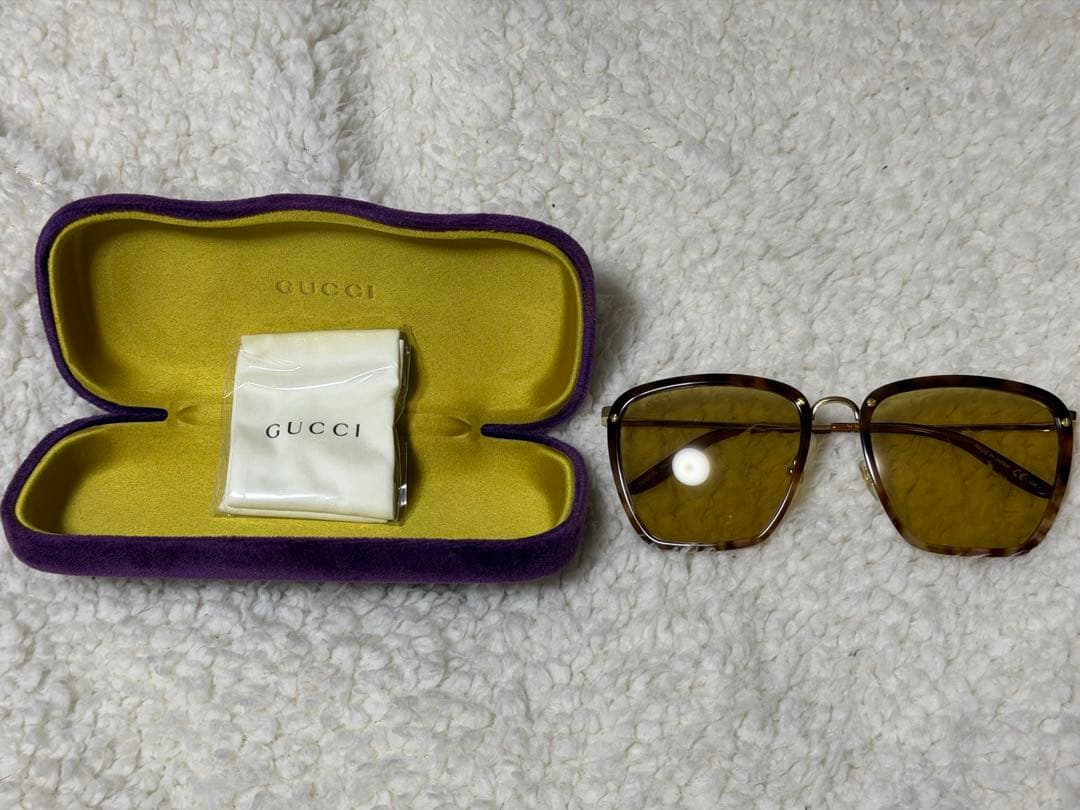 GUCCI ブラウンレンズ スクエアサングラス ケース付き