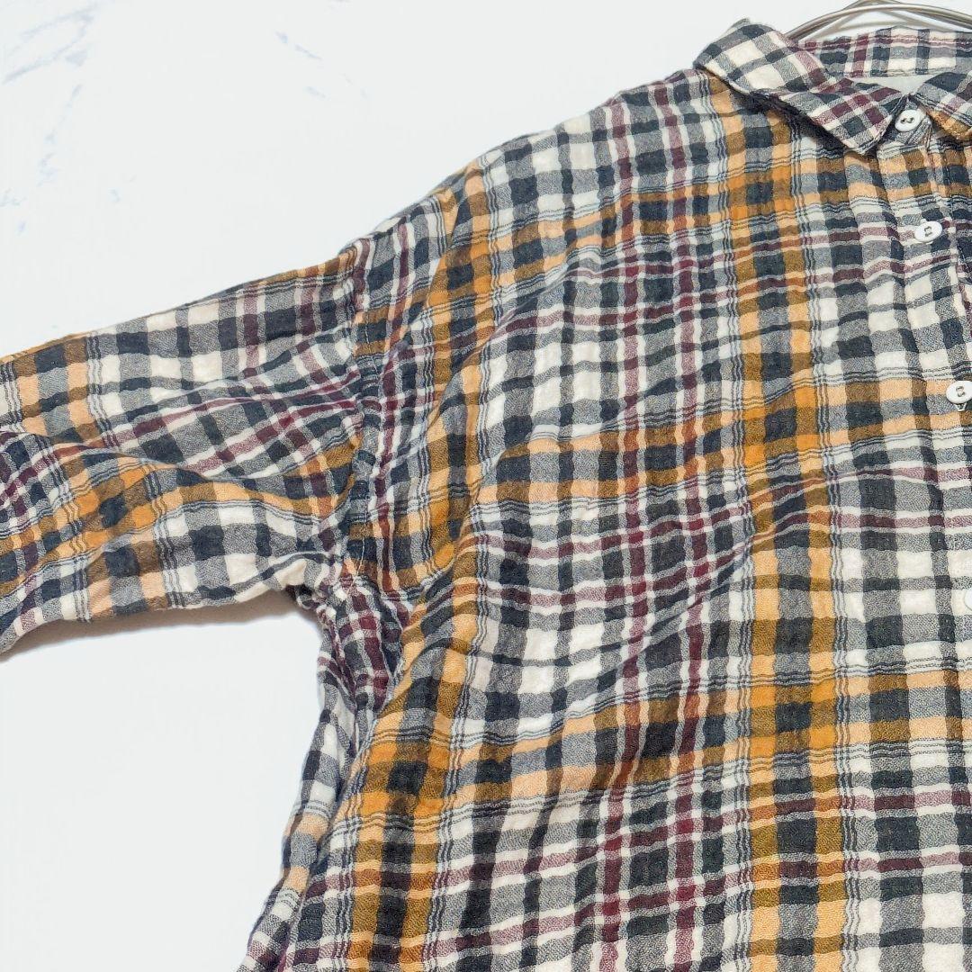 UCHINO　ガーゼ　シャツ　ワンピース　チュニック　チェック　長袖　M