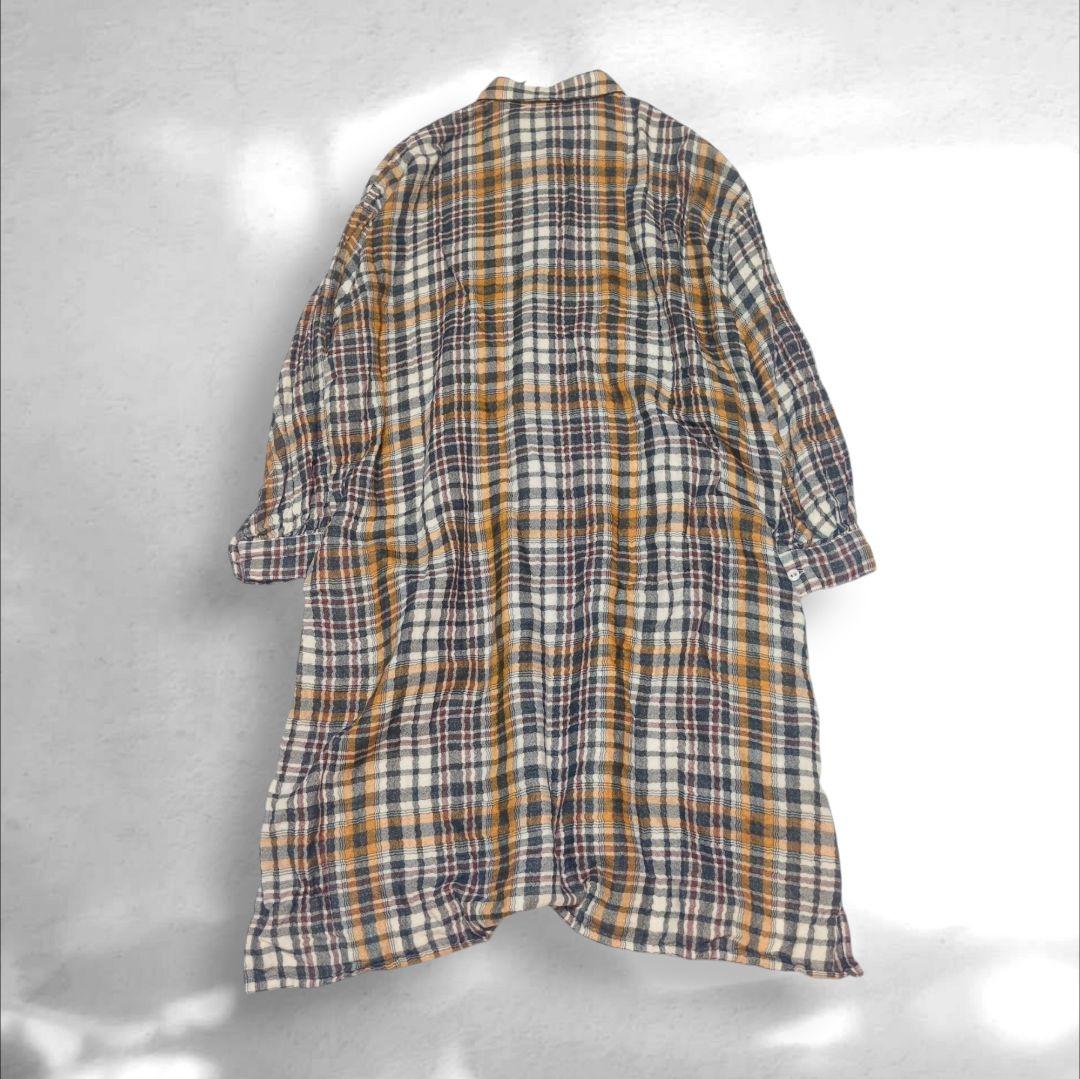 UCHINO　ガーゼ　シャツ　ワンピース　チュニック　チェック　長袖　M