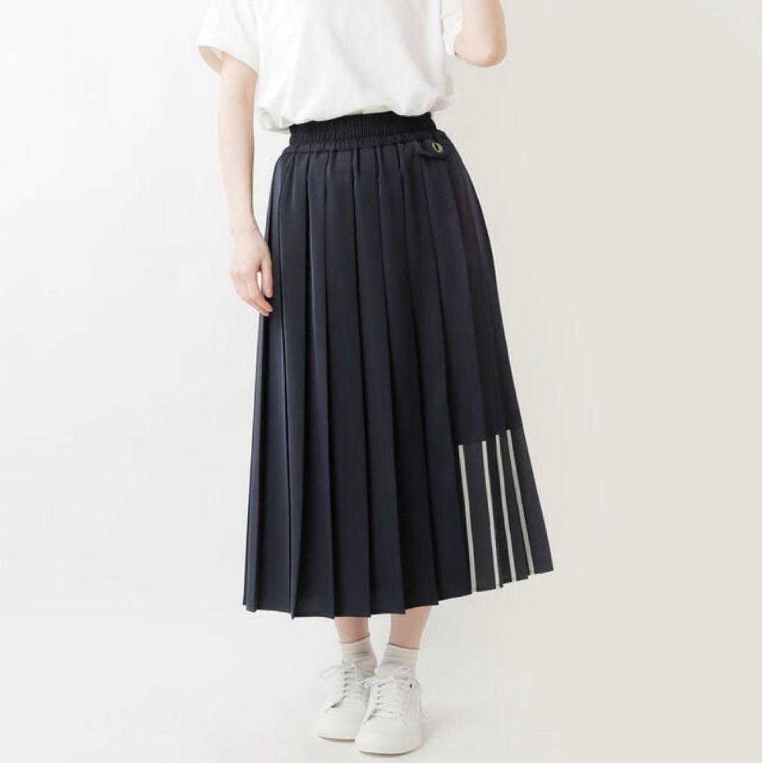 【極美品✨️希少】フレッドペリー パネルスカート プリーツロング ネイビー 8