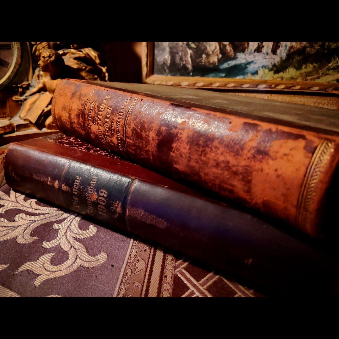 ⭐約１２０年前【ドイツ製の古い洋書】革製の高級感ある洋古書 ２冊