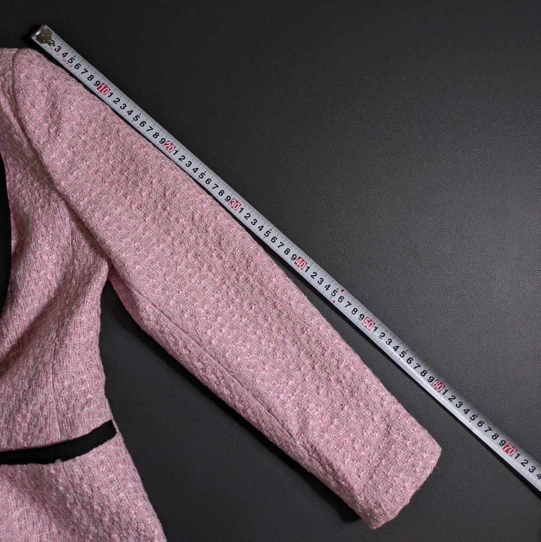 新品◎ZARA／コントラストパイピングテクスチャージャケット ツイード ピンク