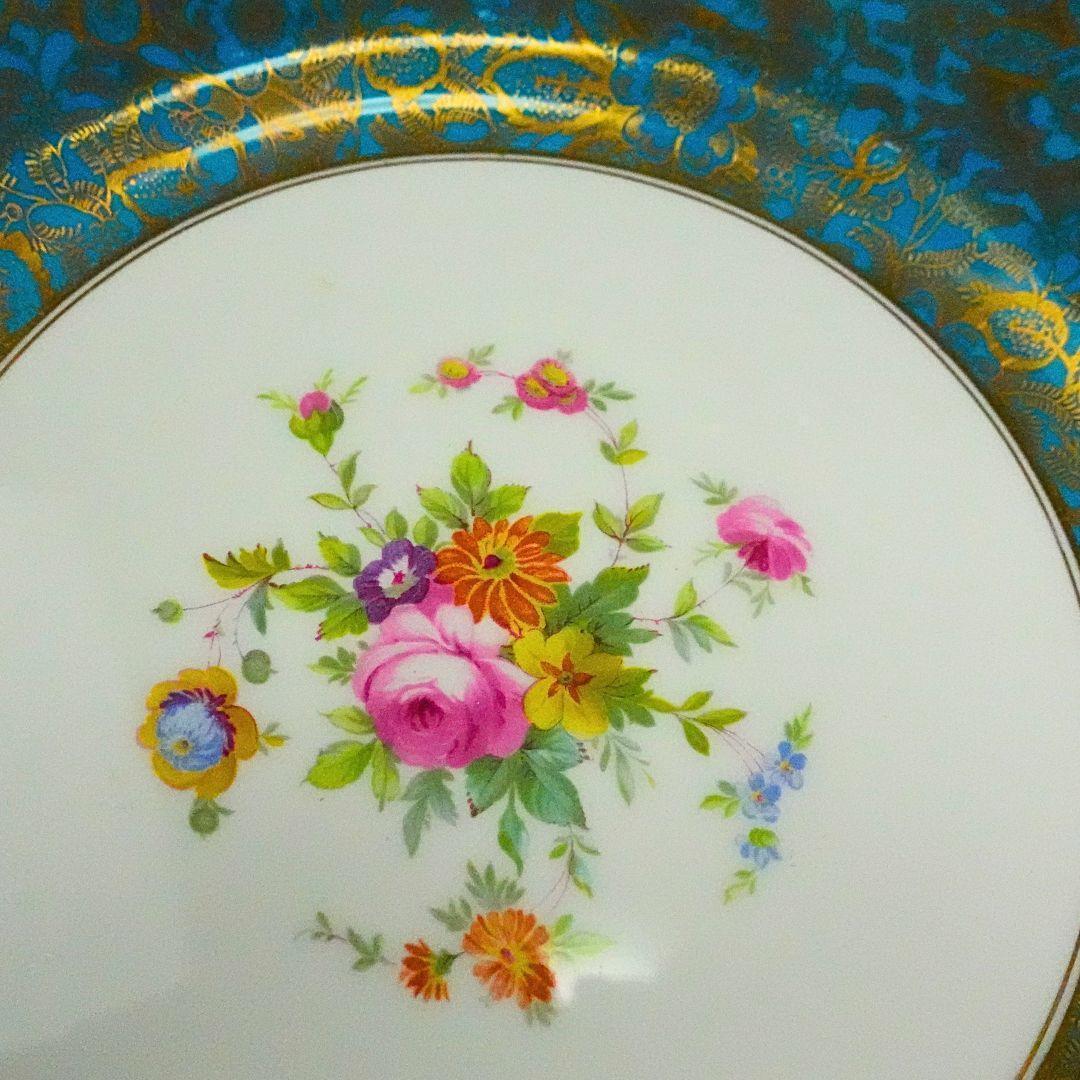 ミントン 豪華金襴金彩藍地薔薇紋様 大皿 27㎝ プレート