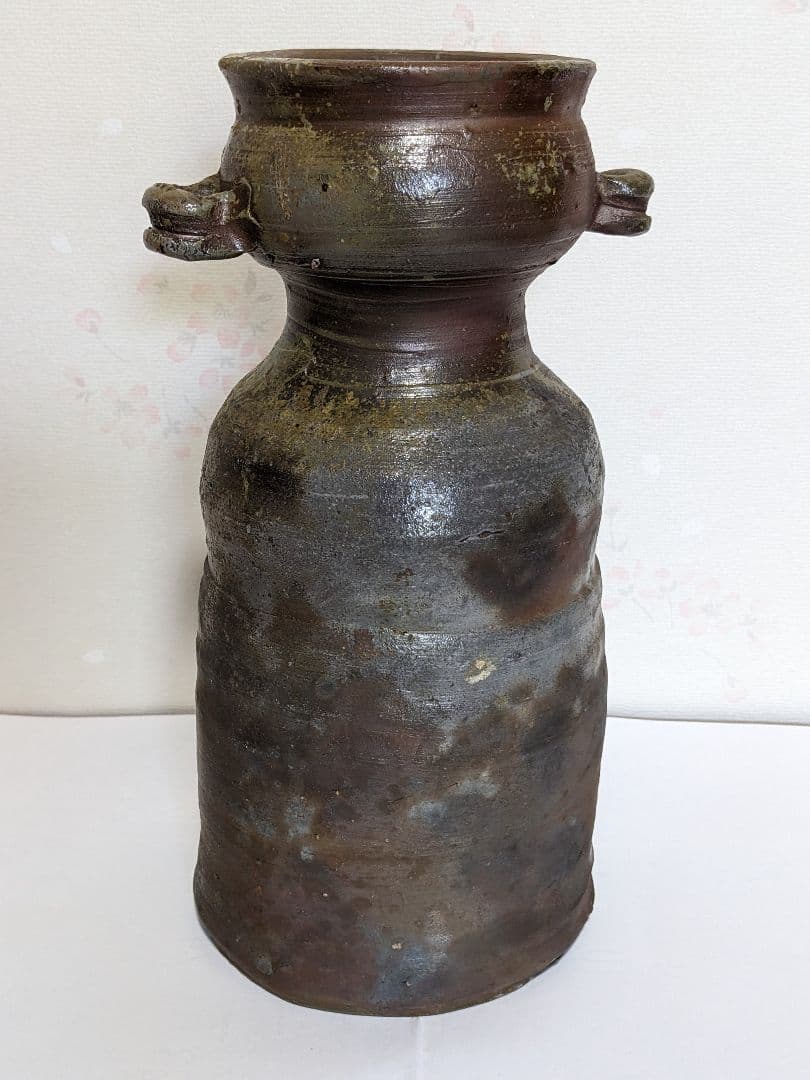 ♦備前焼 双耳瓶 花瓶 作家物 花器 花活け 置物飾り 骨董品