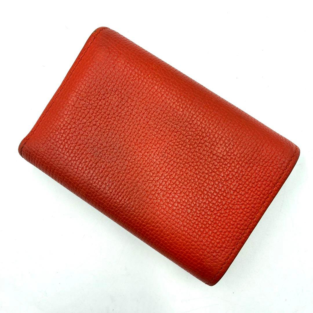 美品 ロエベ トライフォールドウォレット 三つ折り 財布 レザー オレンジ