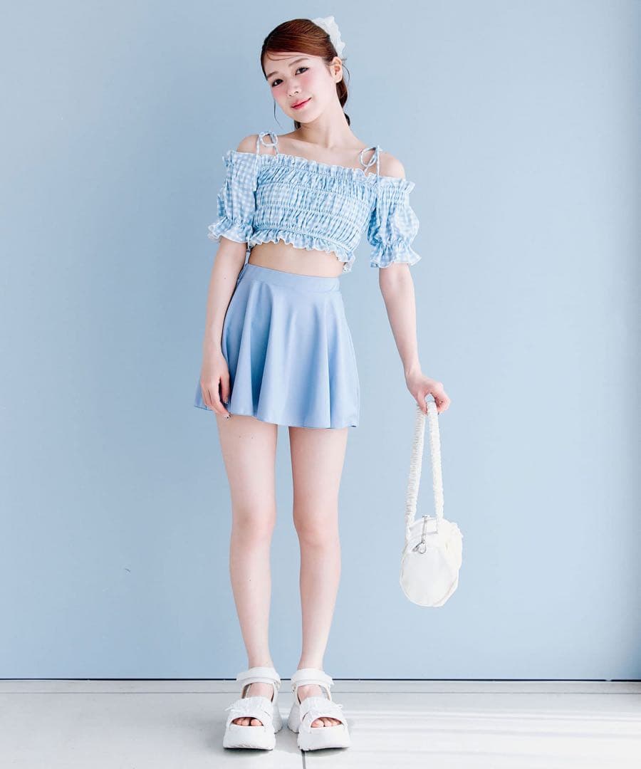 OLIVE des OLIVE SWIM WEAR 2022 サックス チェック