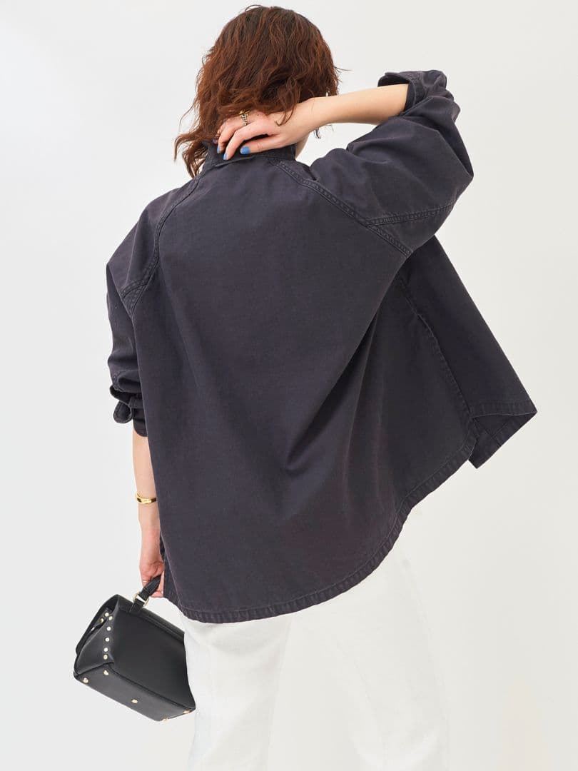 美品★plage ARMYシャツジャケット 定価22,000円 アウター 黒