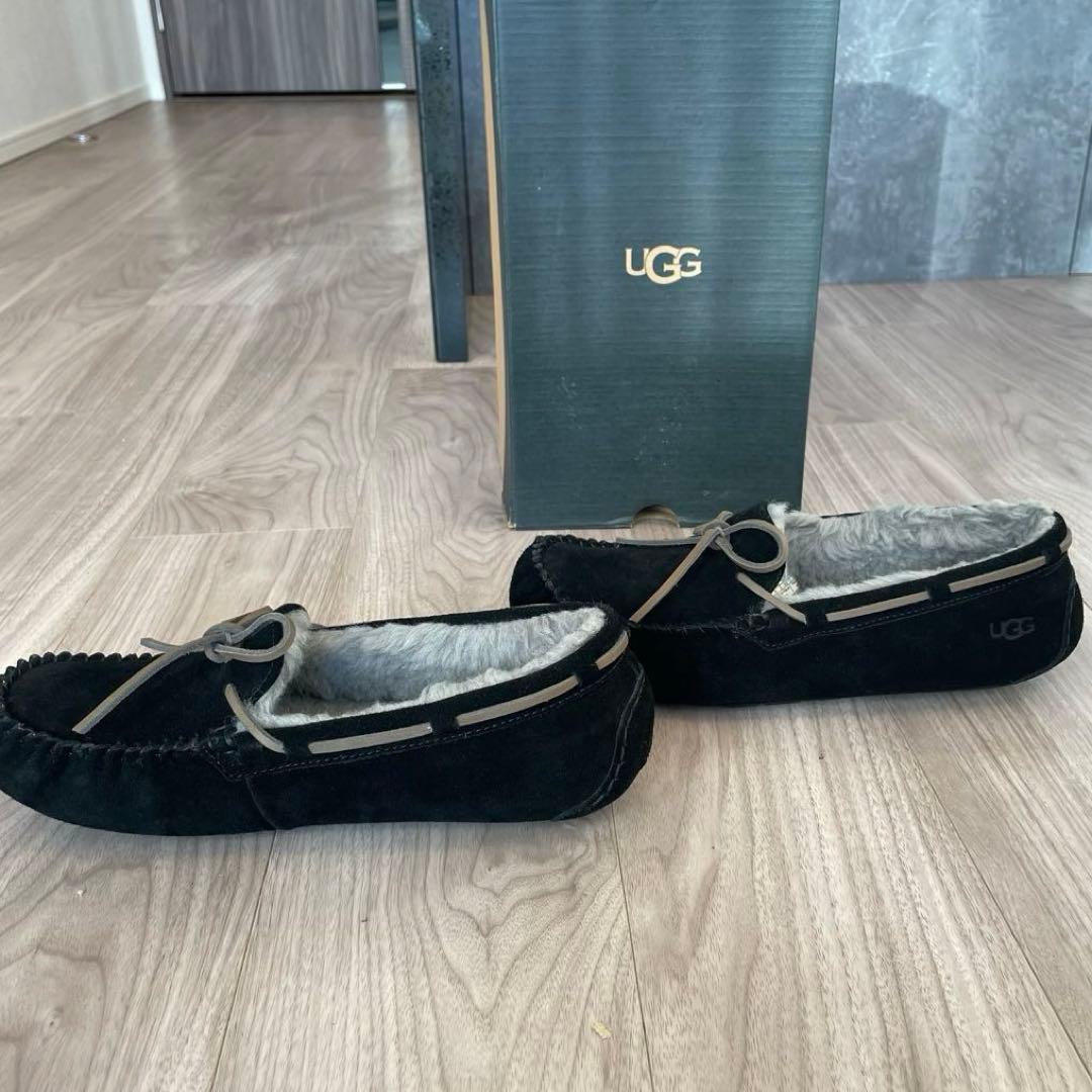 UGG モカシン　28cm　スエード　ムートンシューズ　スリッポン　ブラック　黒