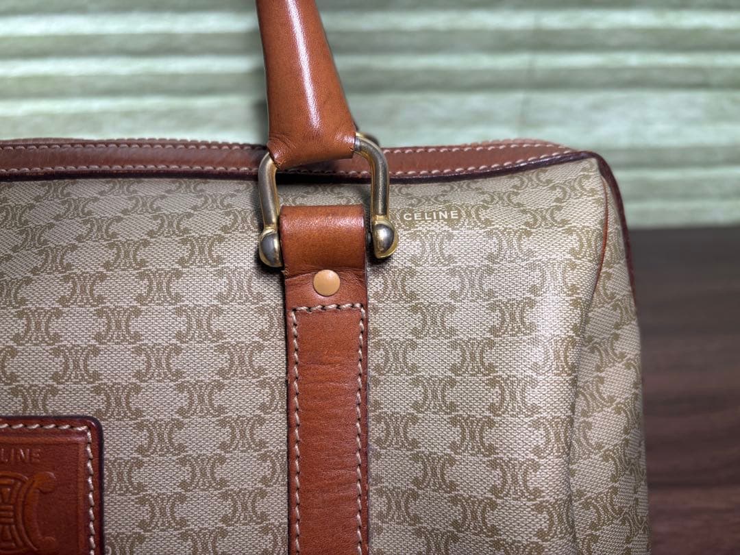 CELINE ボストンバッグ マカダム トリオンフ PVC レザー