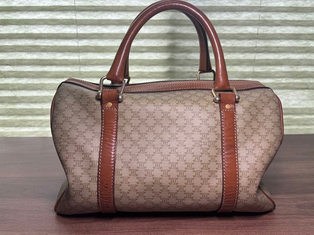CELINE ボストンバッグ マカダム トリオンフ PVC レザー