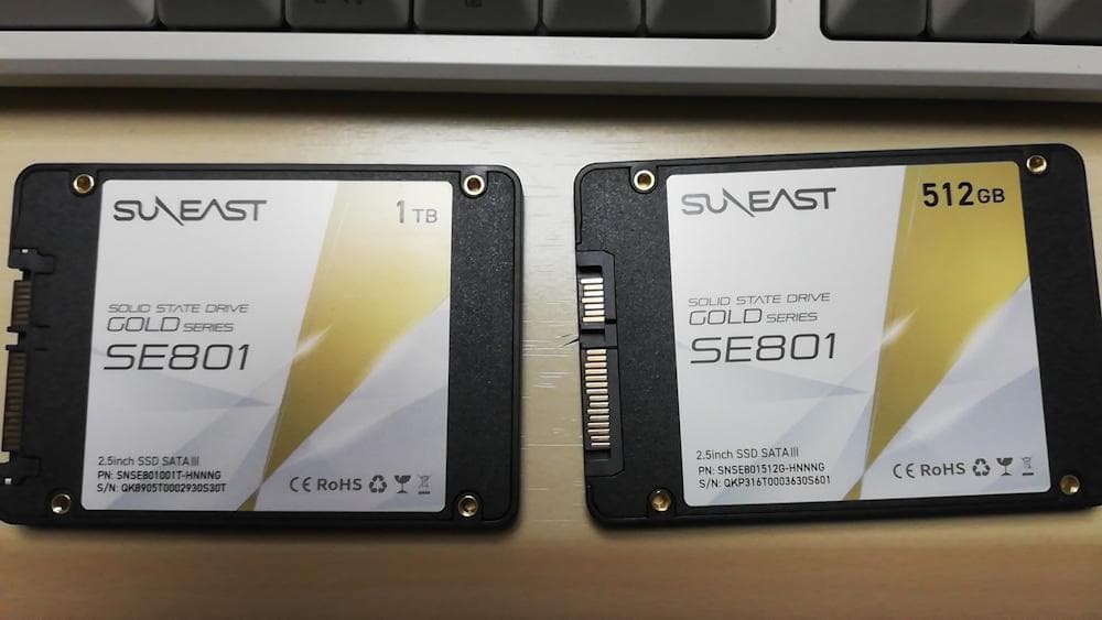 SE801 SSD ゴールドシリーズ 1TB & 512GBのセット