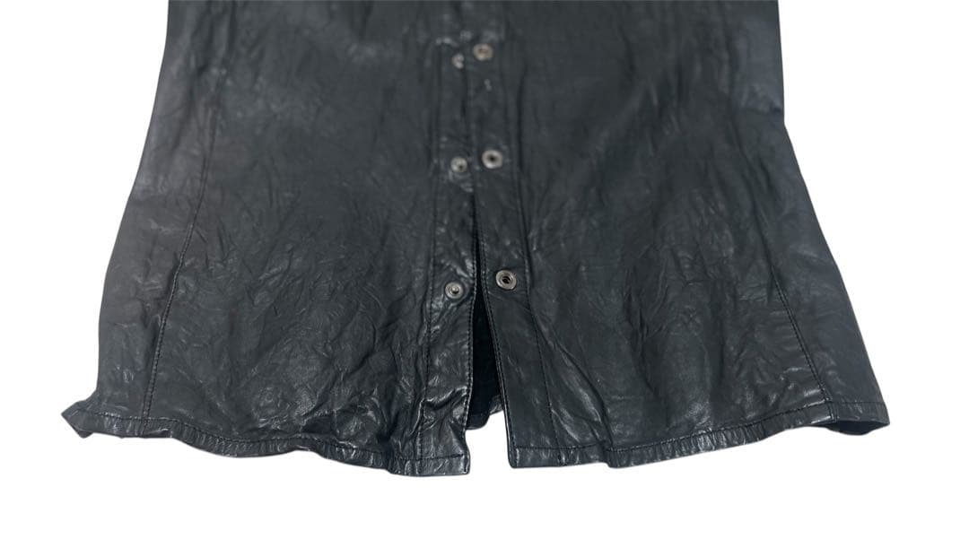SHELLACシワ加工レザー半袖シャツ グランジ archive size46