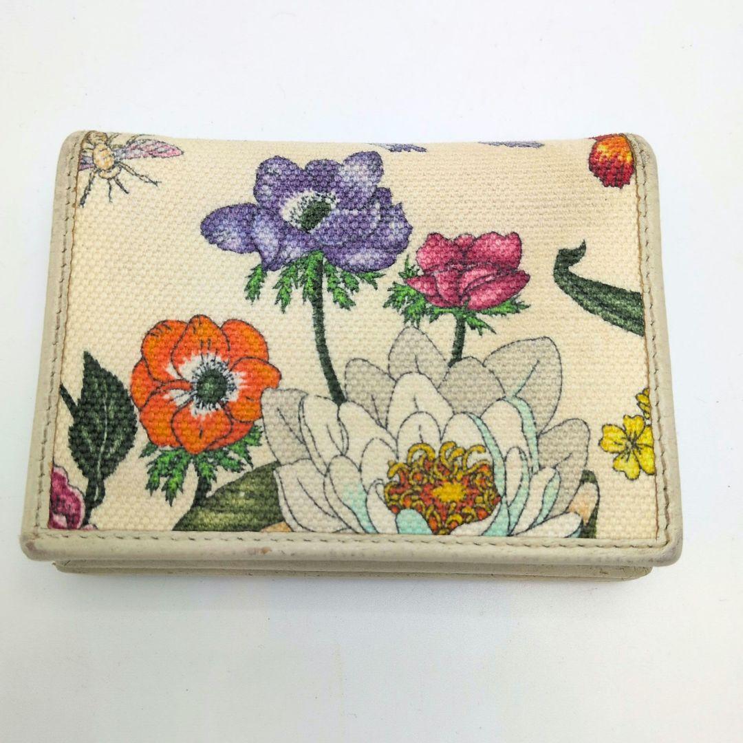 【限定モデル】GUCCI二つ折り財布マーモントホワイトフローラ　ゴールド金具