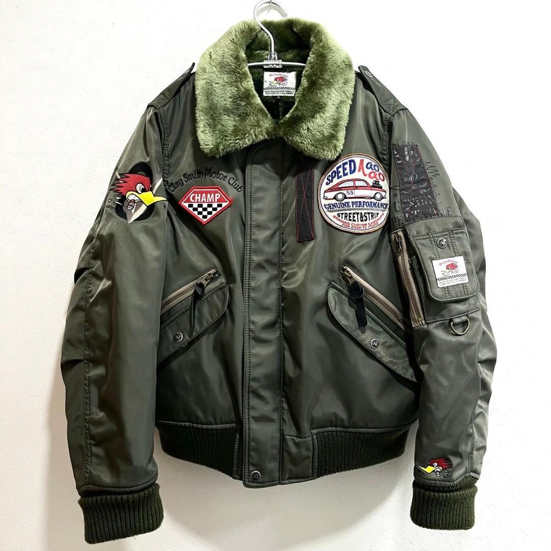 クレイスミス MA-1 フライトジャケット M カーキ 脱着ファー襟 B-3仕様