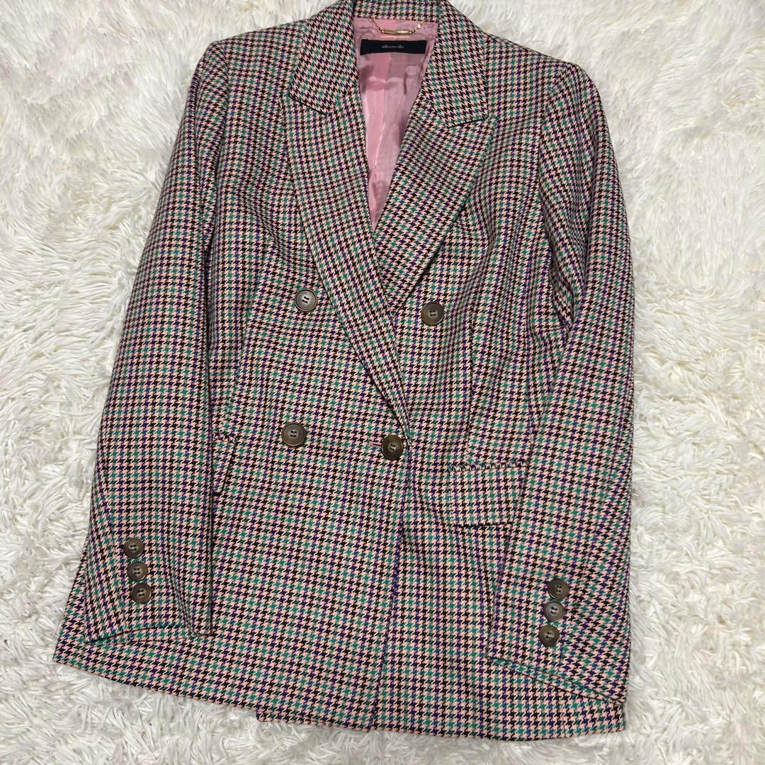 [極美品]allureville リオペルカラーチェックダブルジャケット 2