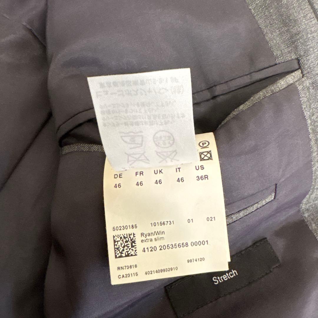 (美品) HUGO BOSS グレー ストレッチスーツ