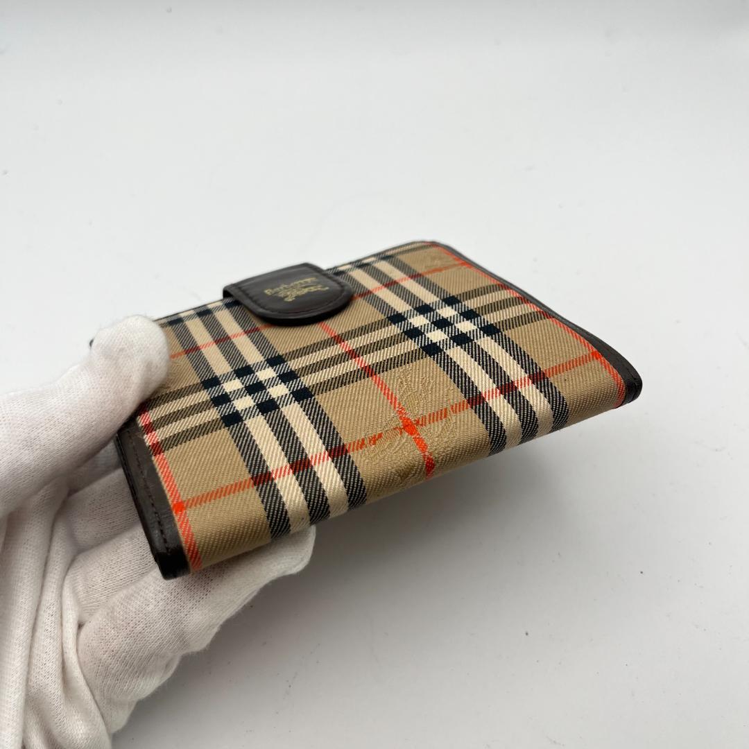 ◇バーバリー　折財布　財布　ウォレット　ノバチェック　がま口　ブラウン