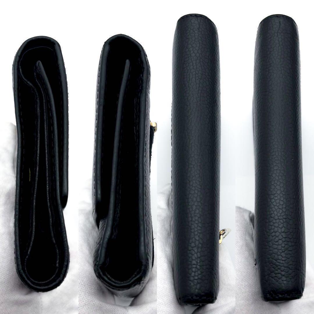 最終価格【極美品✨】シャネル 財布 ココステッチ デカココ キャビア 三つ折