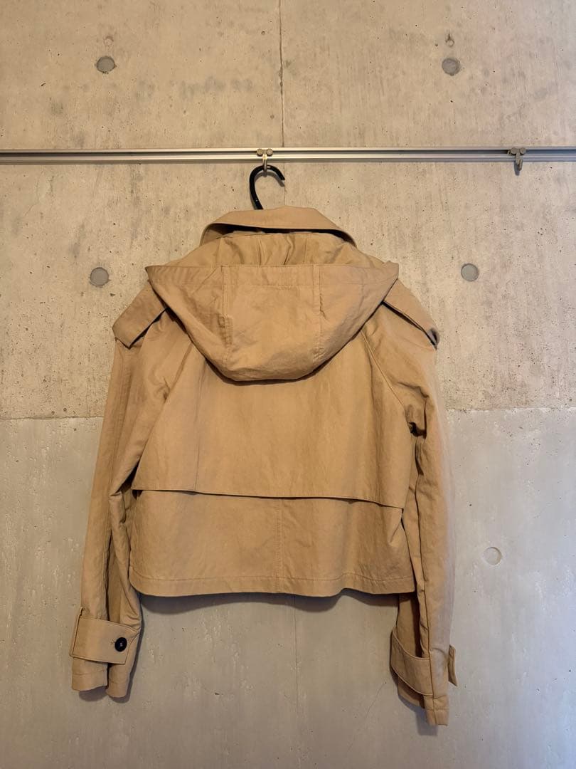 ZARA ベージュ フード付き ダブルブレストジャケット