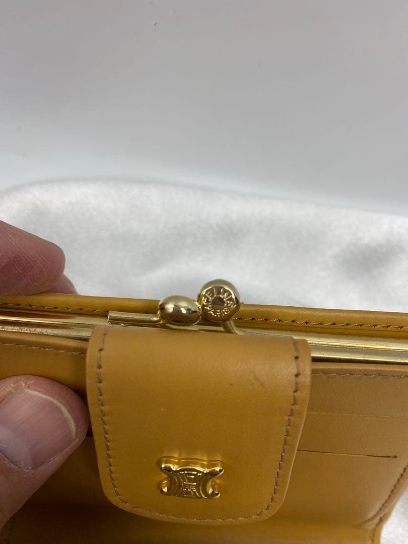 極美品　オールドセリーヌ　がま口　二つ折り財布　マカダム　ゴールド金具