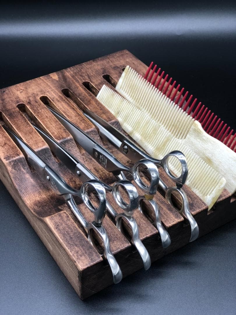 3セットコーム付き　BARBER　シザーケース　シザースタンド