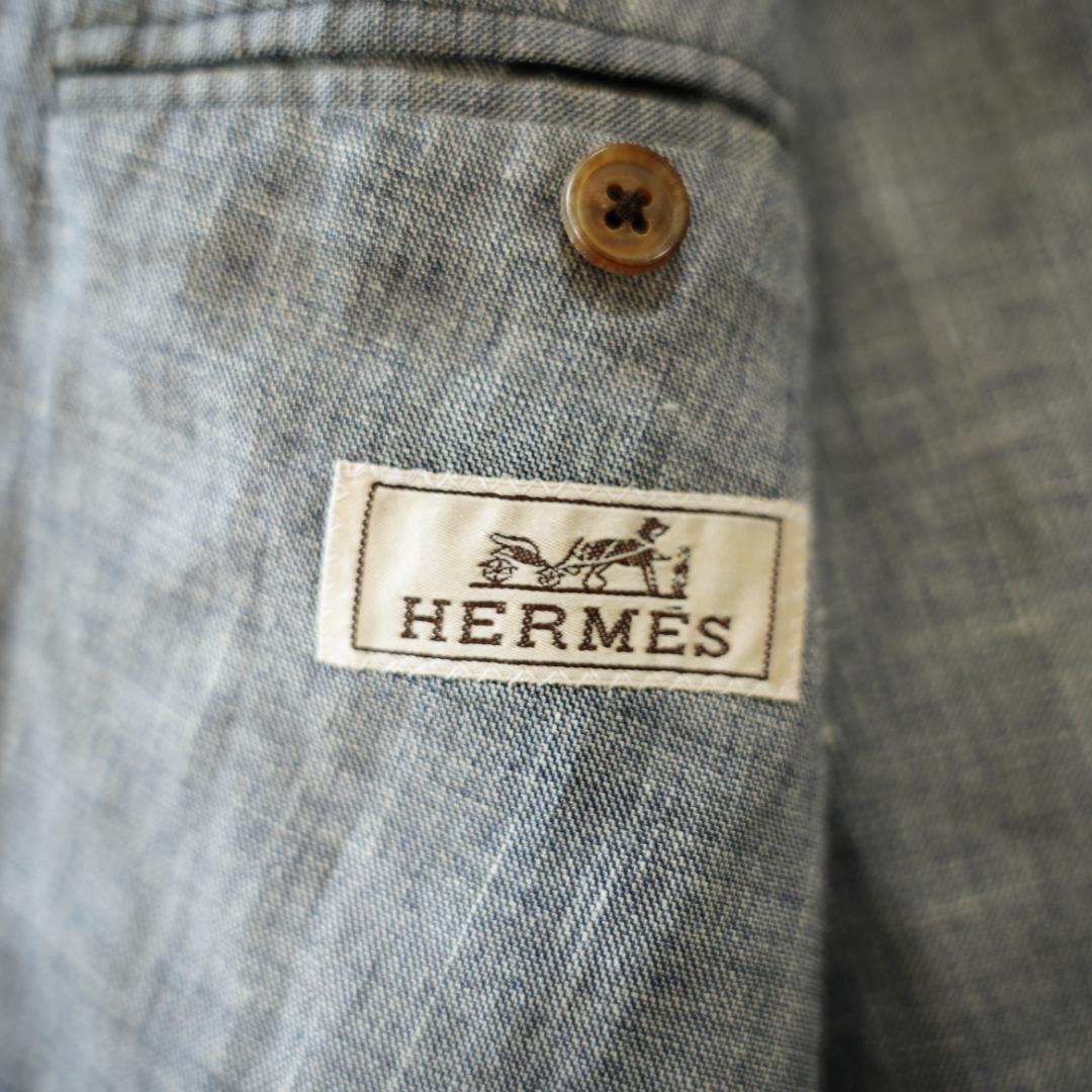 【美品】HERMES　エルメス　シルクリネンダブルテーラードジャケット　L相当