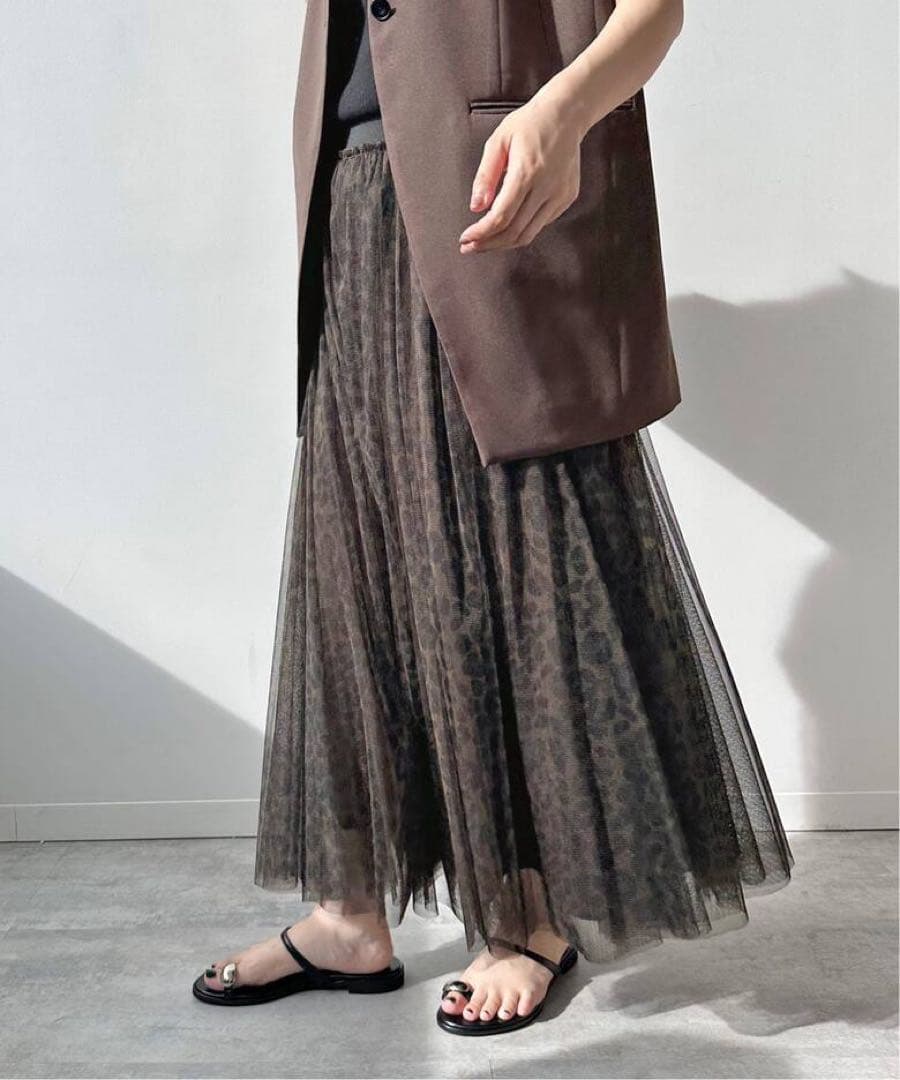 Spick and Span レオパードプリントチュールスカート　新品