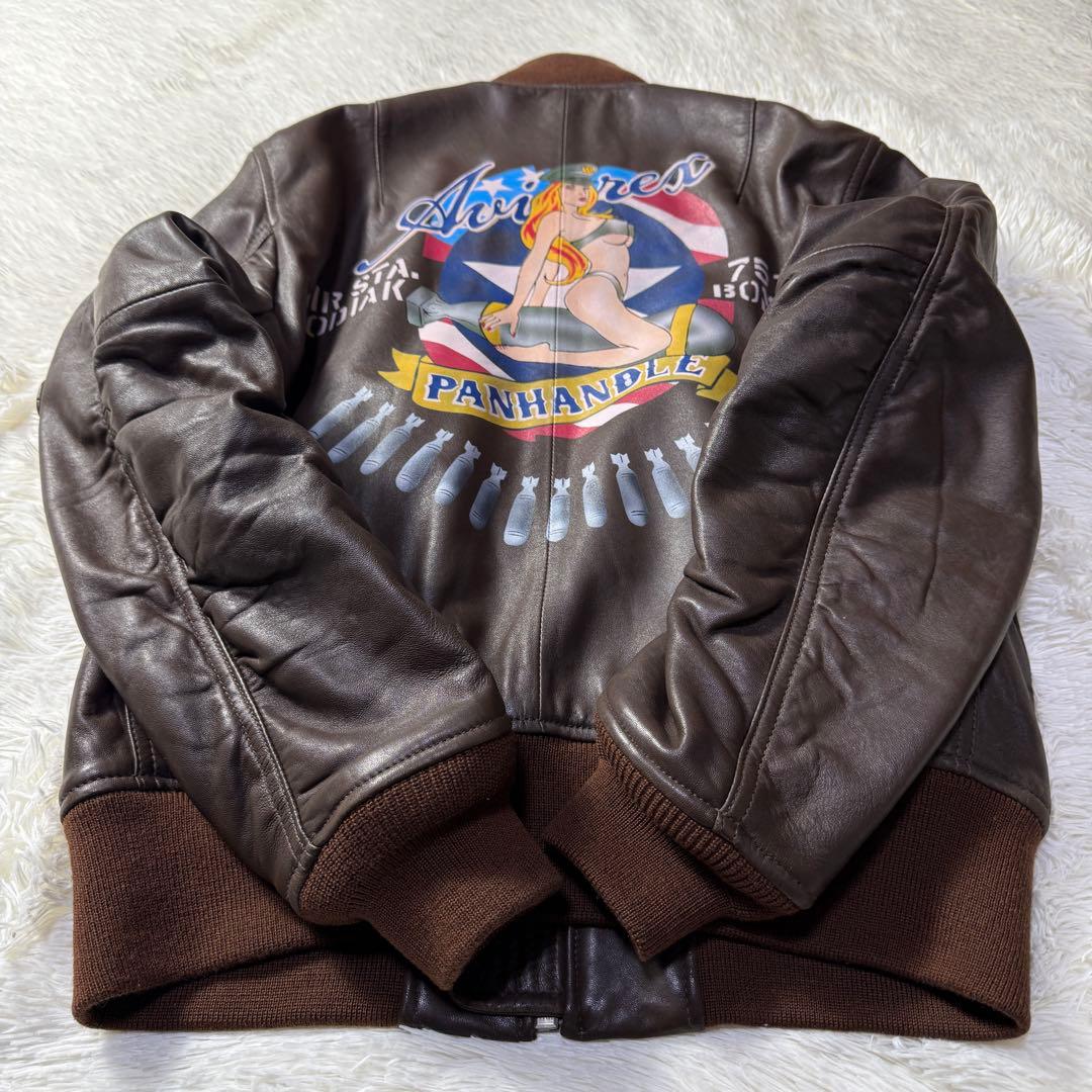 【極美品】AVIREX 羊革 MA-1 PANHANDLE ピンナップガール M