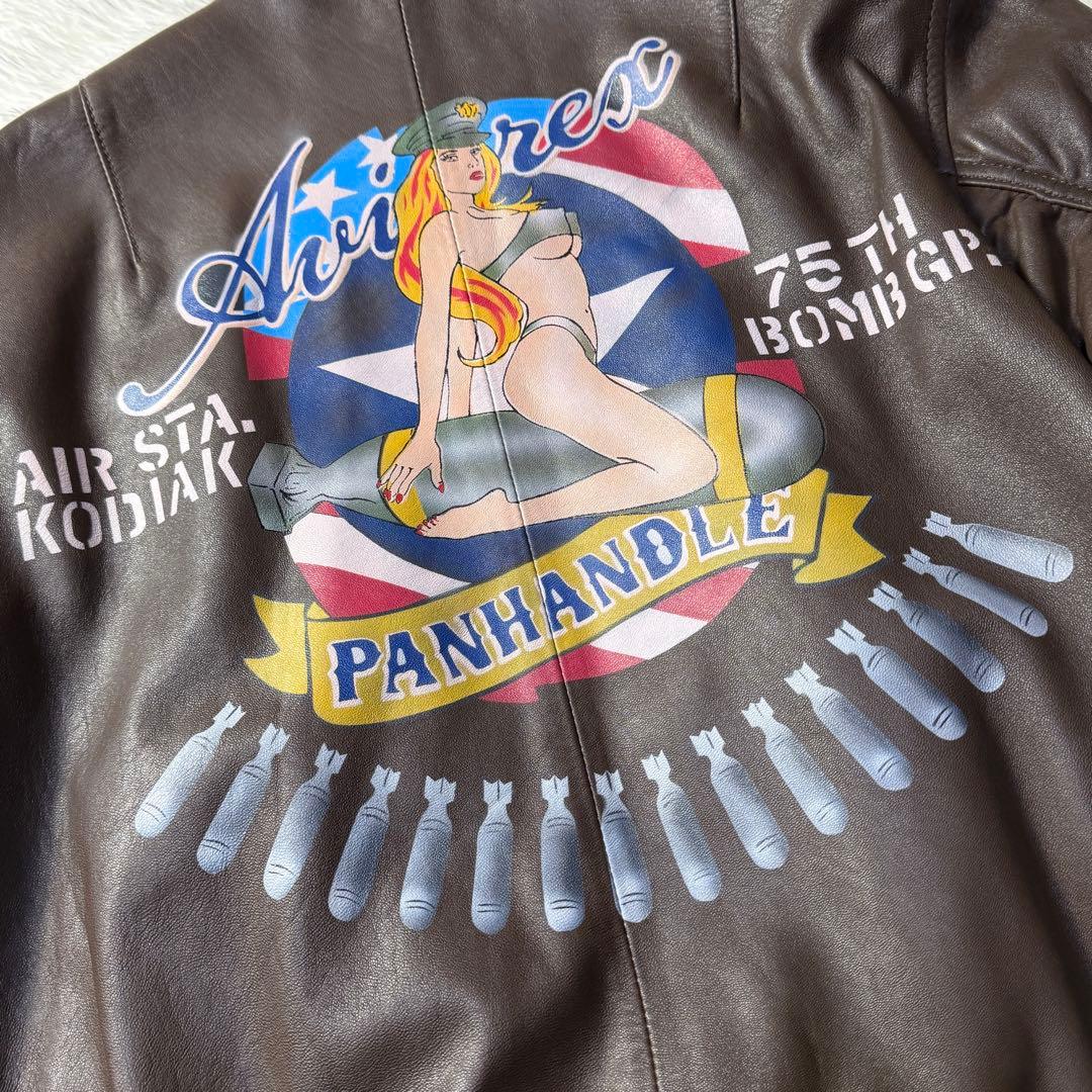 【極美品】AVIREX 羊革 MA-1 PANHANDLE ピンナップガール M