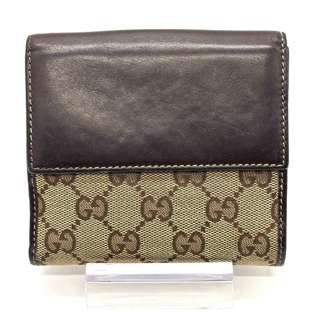 夏*0様 グッチ　二つ折り財布 GGキャンバス ラブリーハート Wホック　ブラウ