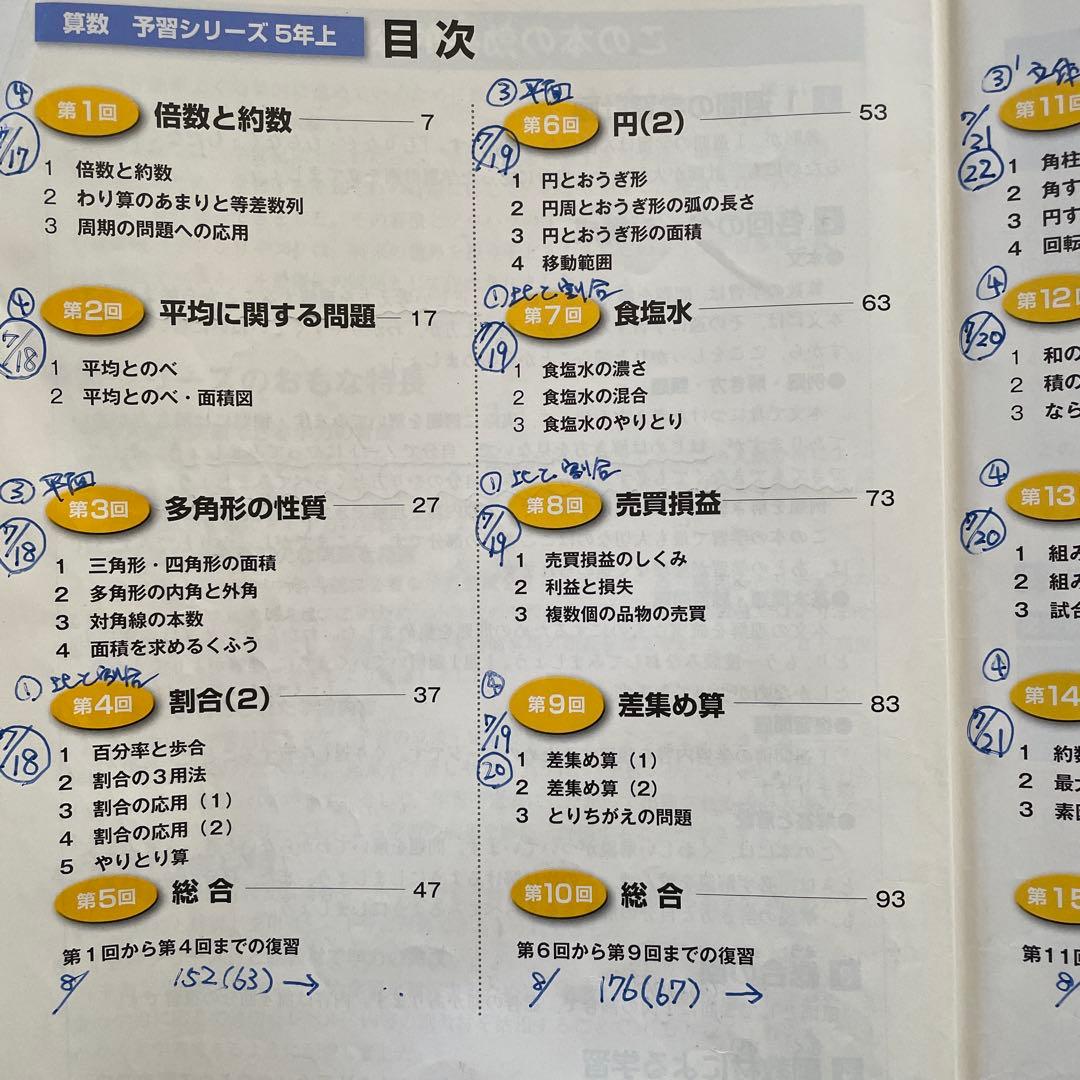 予習シリーズ 算数 小4 上 小5上下
