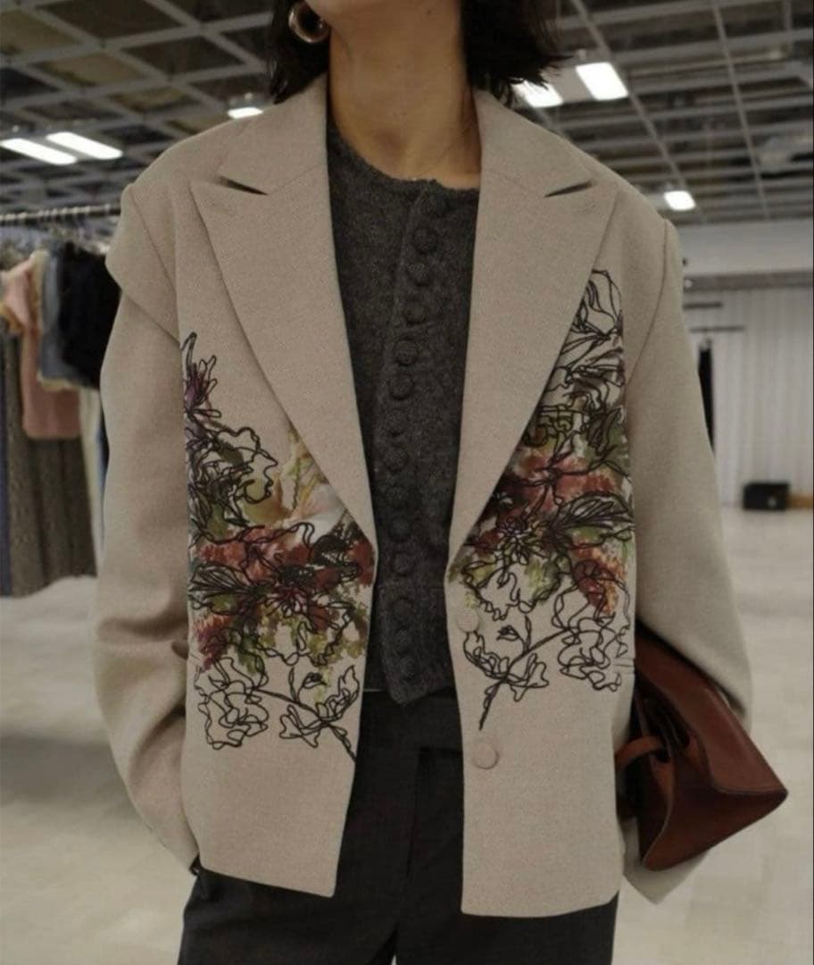 ジャケット・アウター AMERI PIXEL FLOWER PRINT SHORT JACKET
