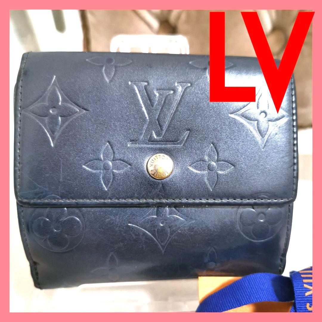 【良品】モノグラムLVルイヴィトン ポルトビエ コンパクト財布ヴェルニ