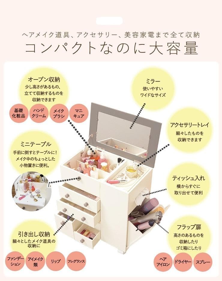 送料無料アウトレット【展示品・新品】★ 多収納 コスメドレッサーワゴン★ツートン