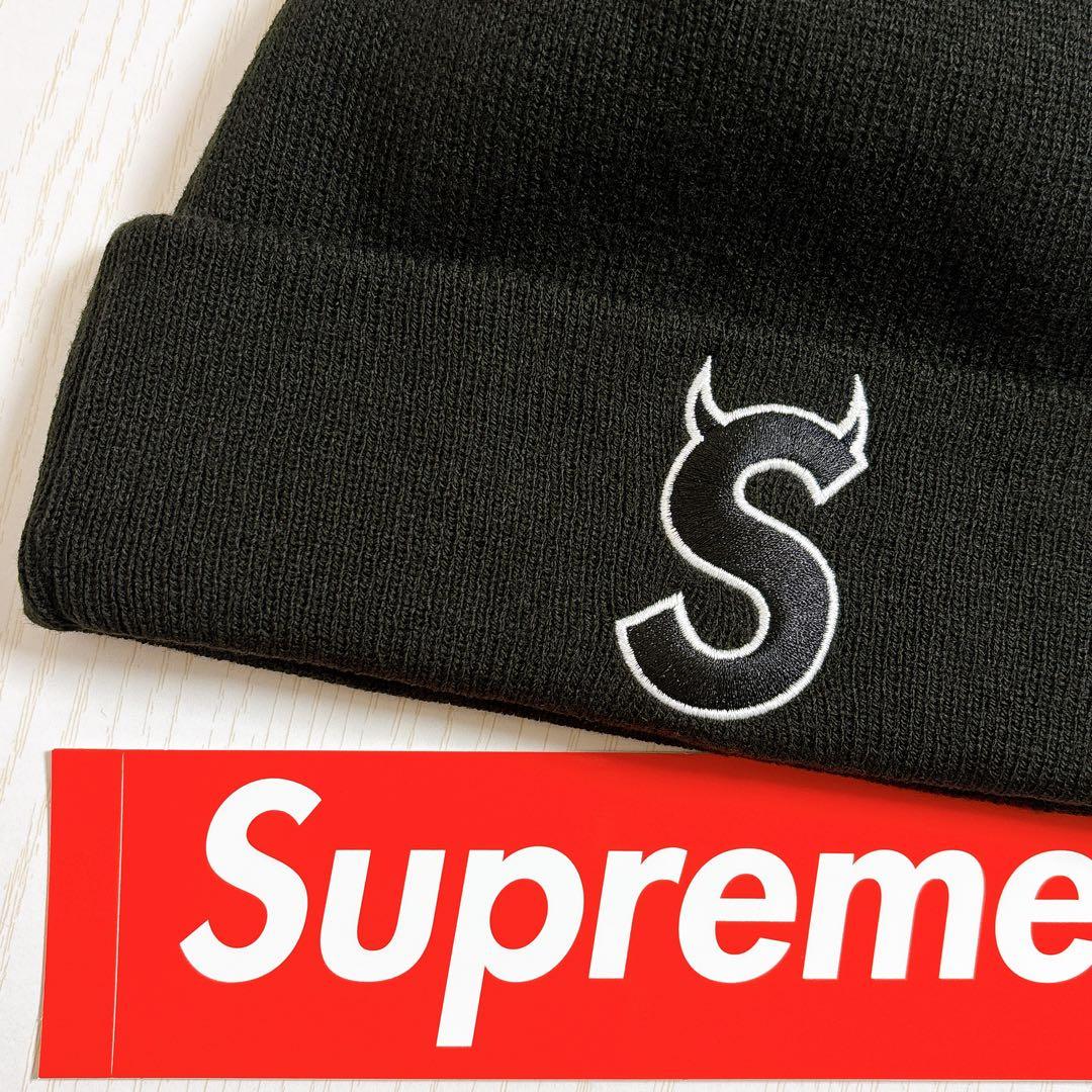 Supreme NEW ERA ツノ　デビル　Sロゴ ニット帽　ブラック　黒