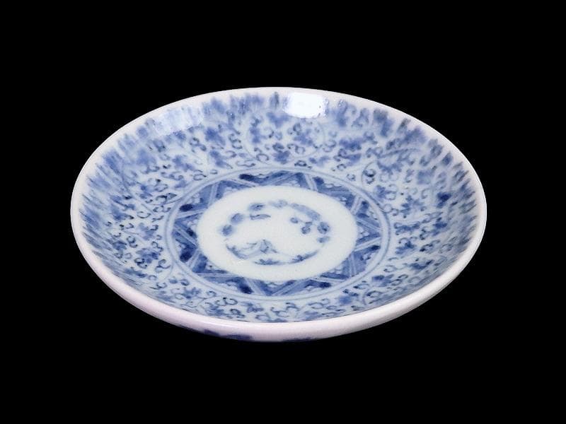 古伊万里　染付　微塵唐草　萩唐草の図　豆皿　C475AS-CXt