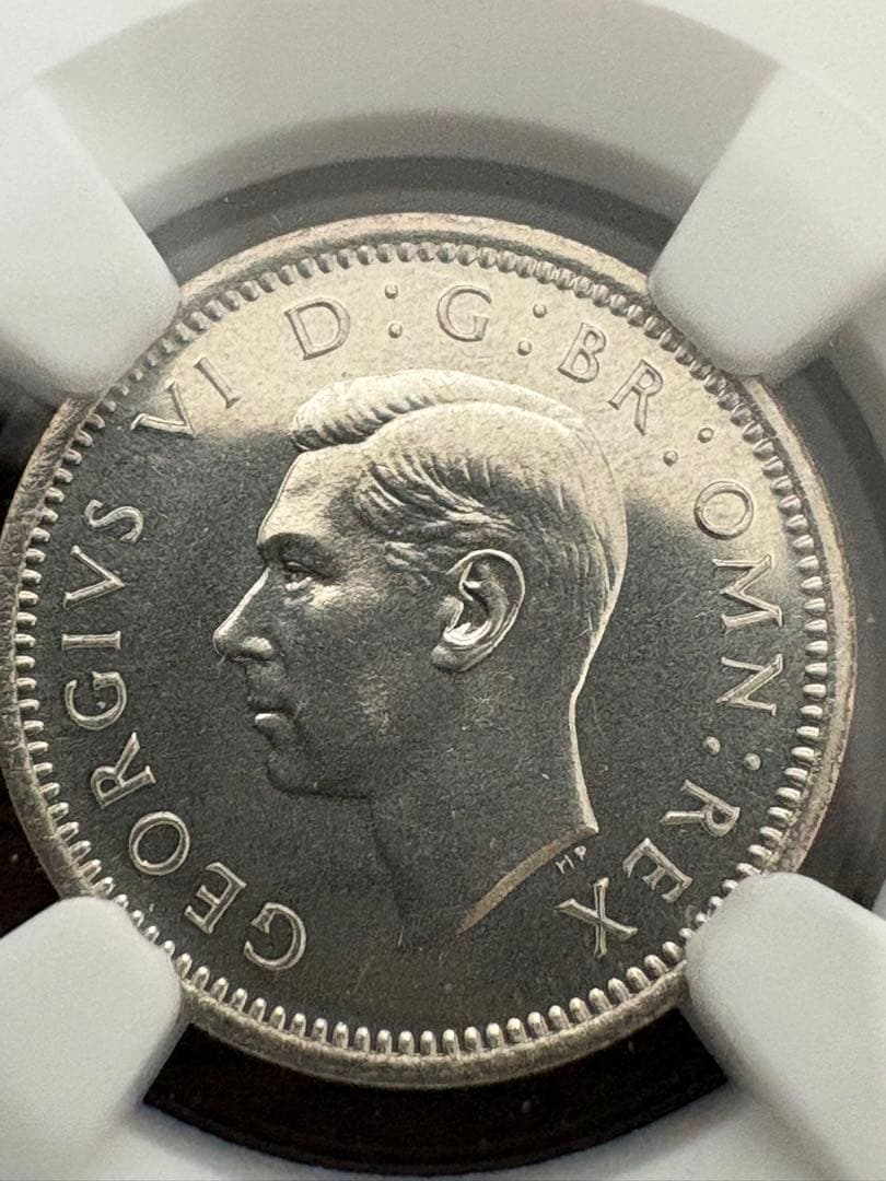 1937 英国 ジョージ6世　3ペンス 銀貨　NGC PF65