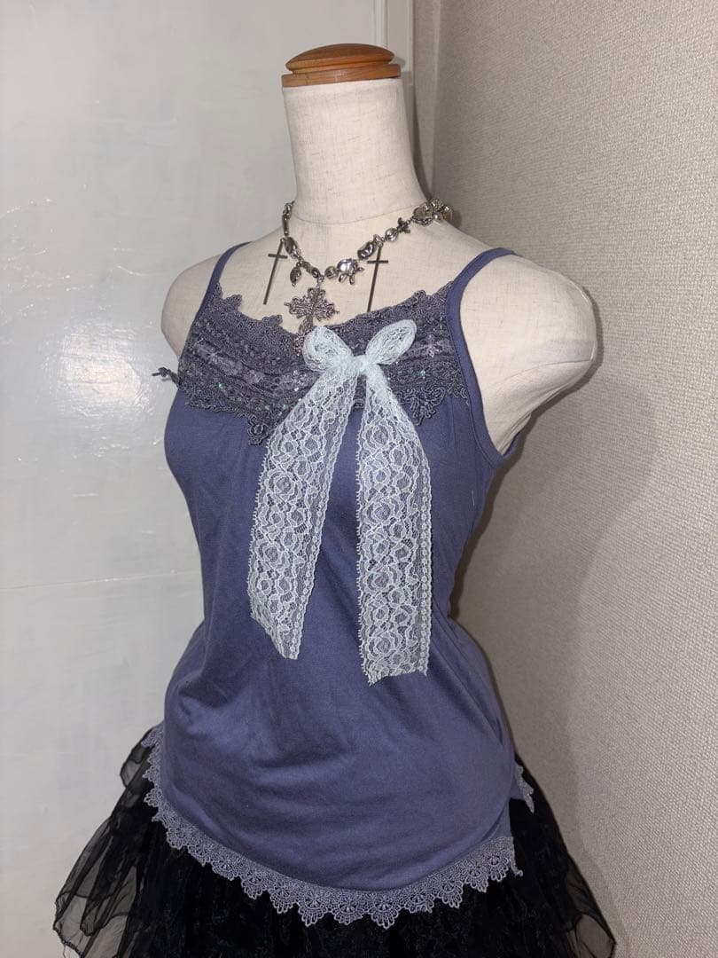 y2kフェアリーグランジ　レースビッグリボンビーズ刺繍　レアデザイン　甘めギャル