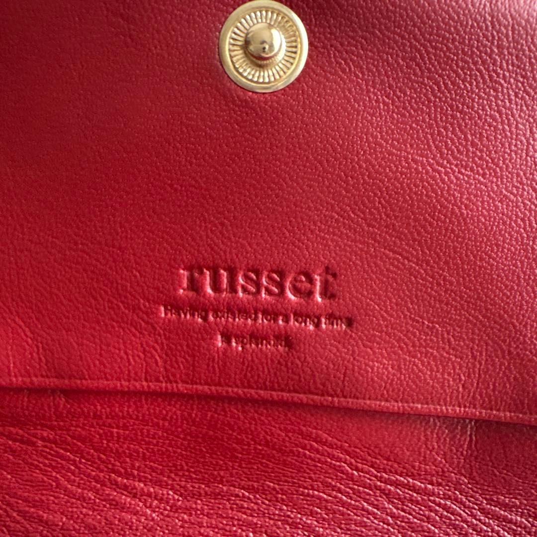 新品　russet 二つ折り 名刺入れ レッド/ブラウン