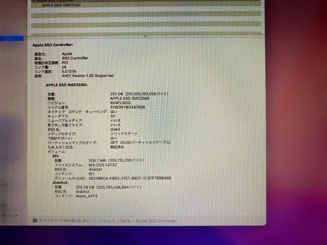MacBook Air 13インチ (Early2015 Intel Core)