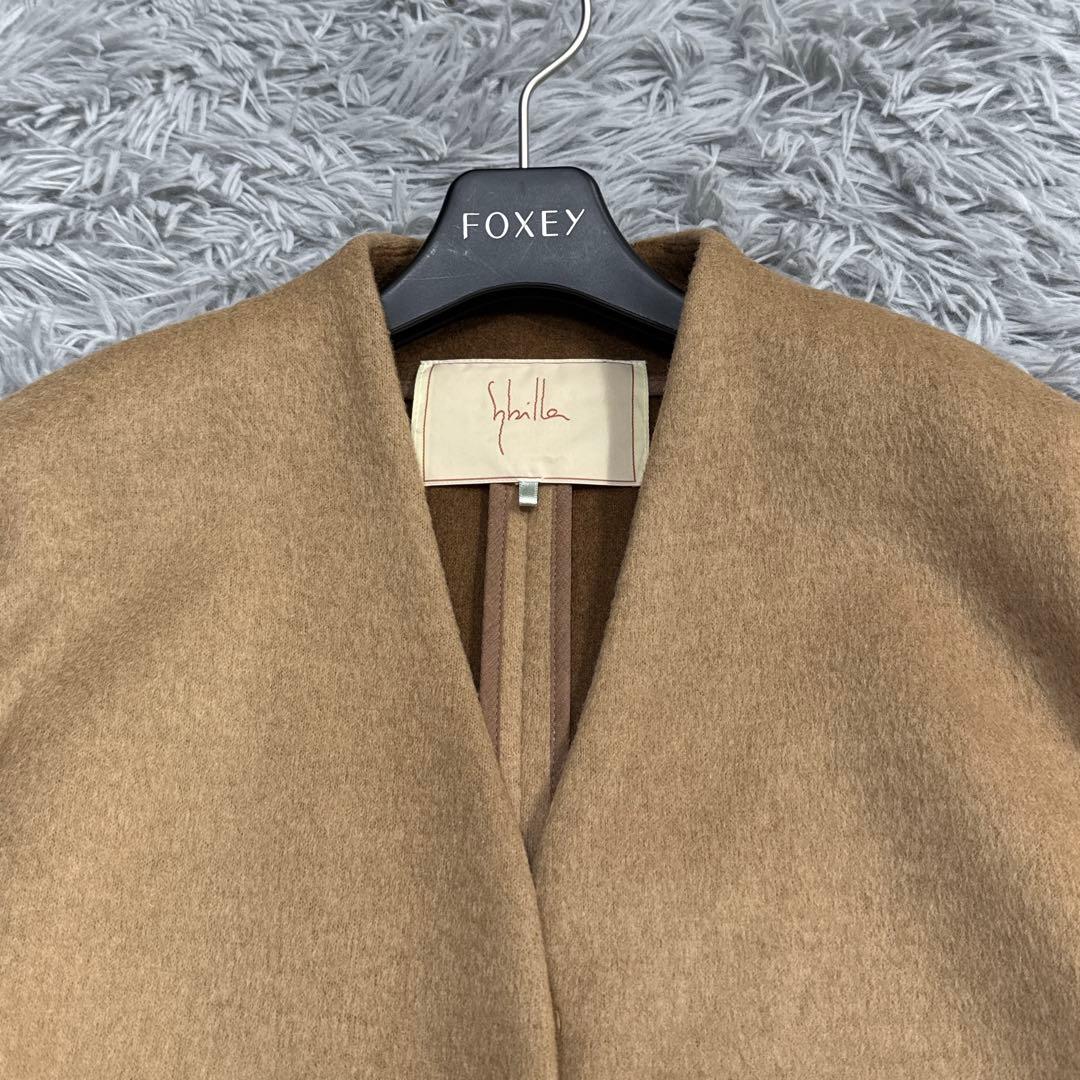 極美品✨22AW シビラ ダブルフェイス ケープデザインウール調コート ブラウン