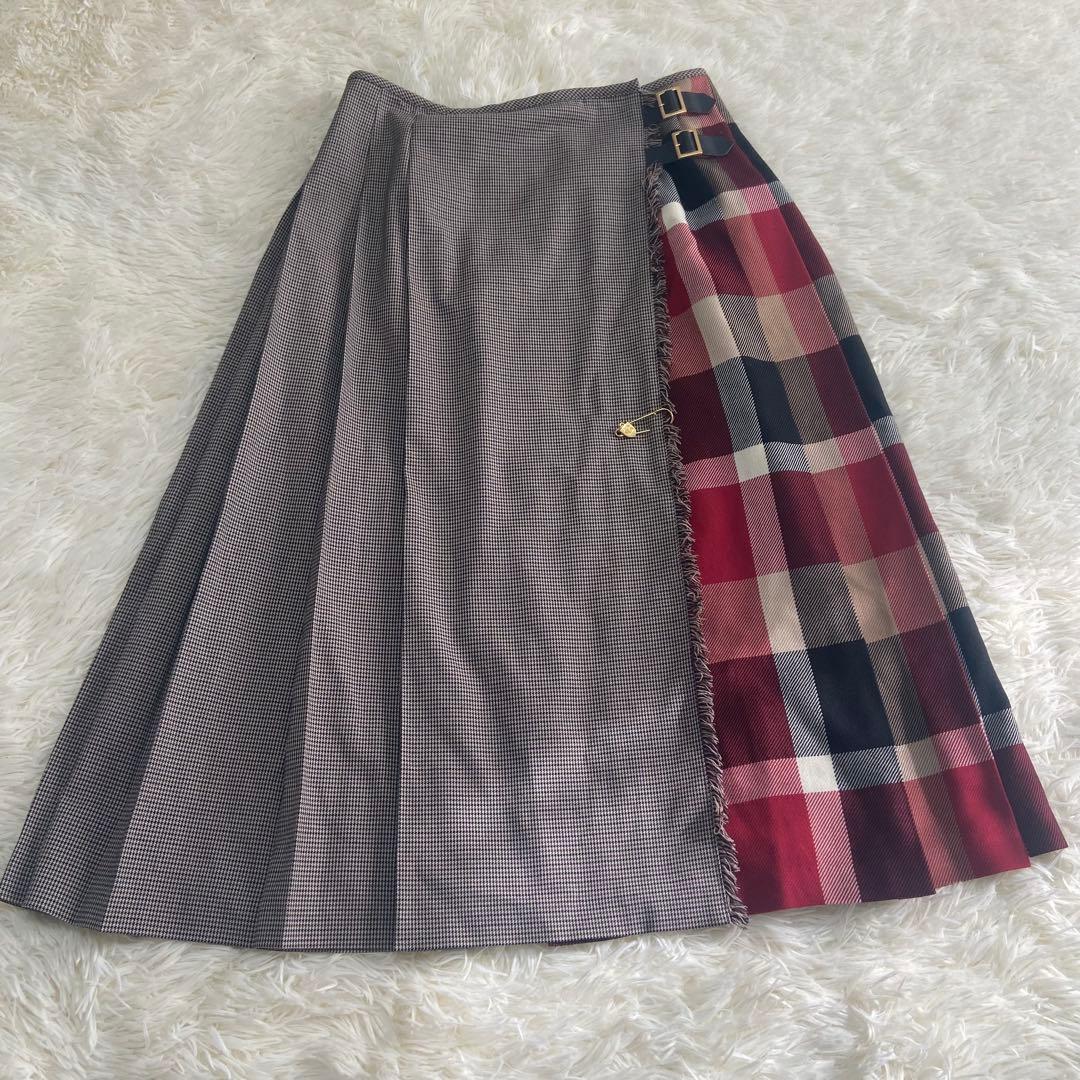【美品】ブルーレーベルクレストブリッジ スカート　ロングスカート チェック