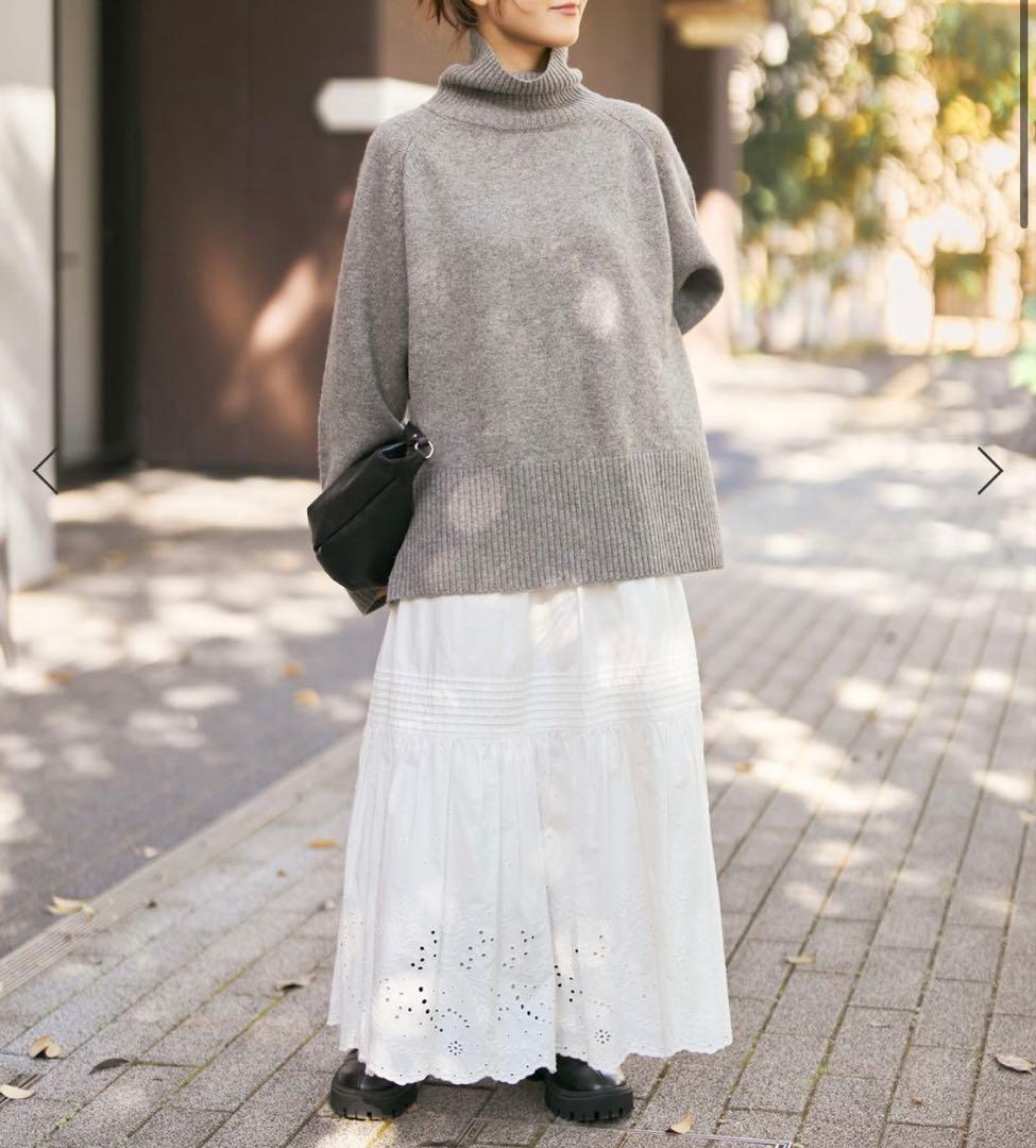 spick&span エンブロイダリーレーススカート 38サイズ白