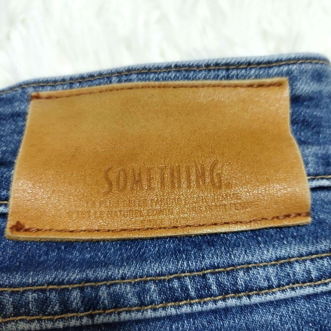 【美品】SOMETHING LISA レースアップワイドデニムパンツ S