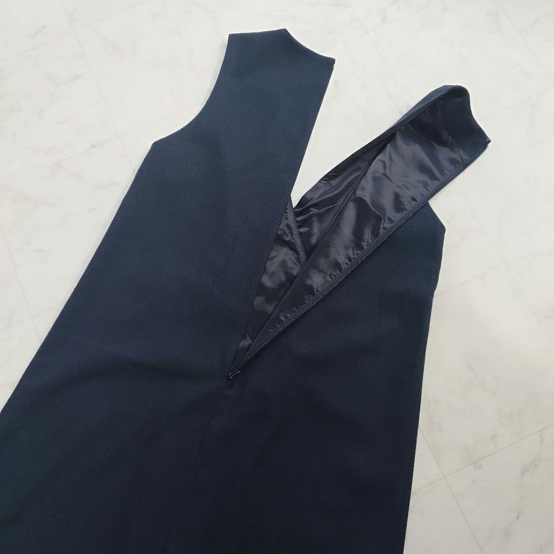 極美品　グリーンレーベルリラクシング　ウールライクジャンパースカート　ネイビー