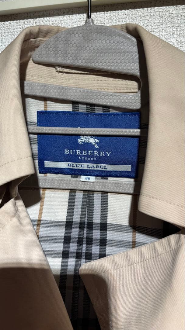 【美品BURBERRYBLUELABELトレンチコート38ベージュ ノバチェック